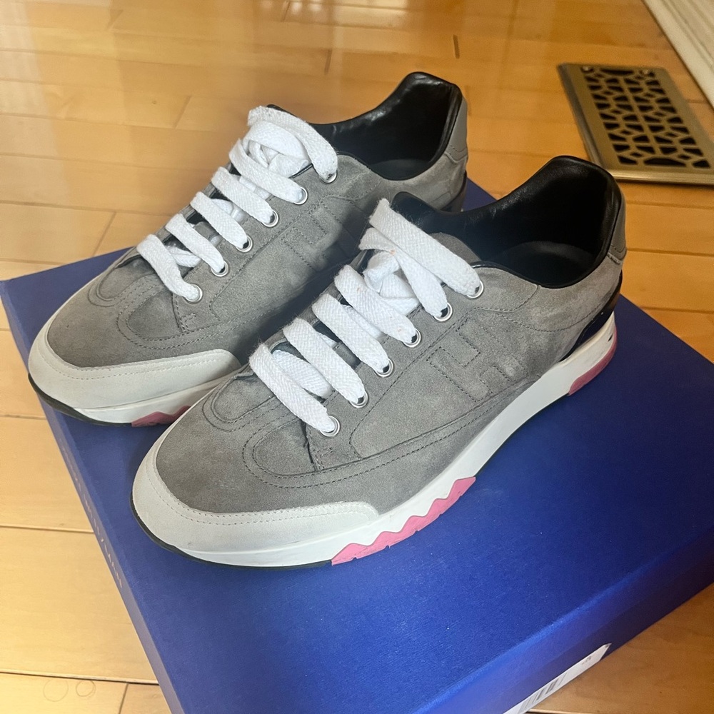 Hermes Trail Sneaker Grey Suede size 37.5 - Picture 2 of 8